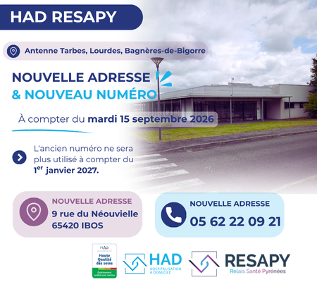 Une nouvelle adresse, un nouveau numéro pour l'HAD RESAPY